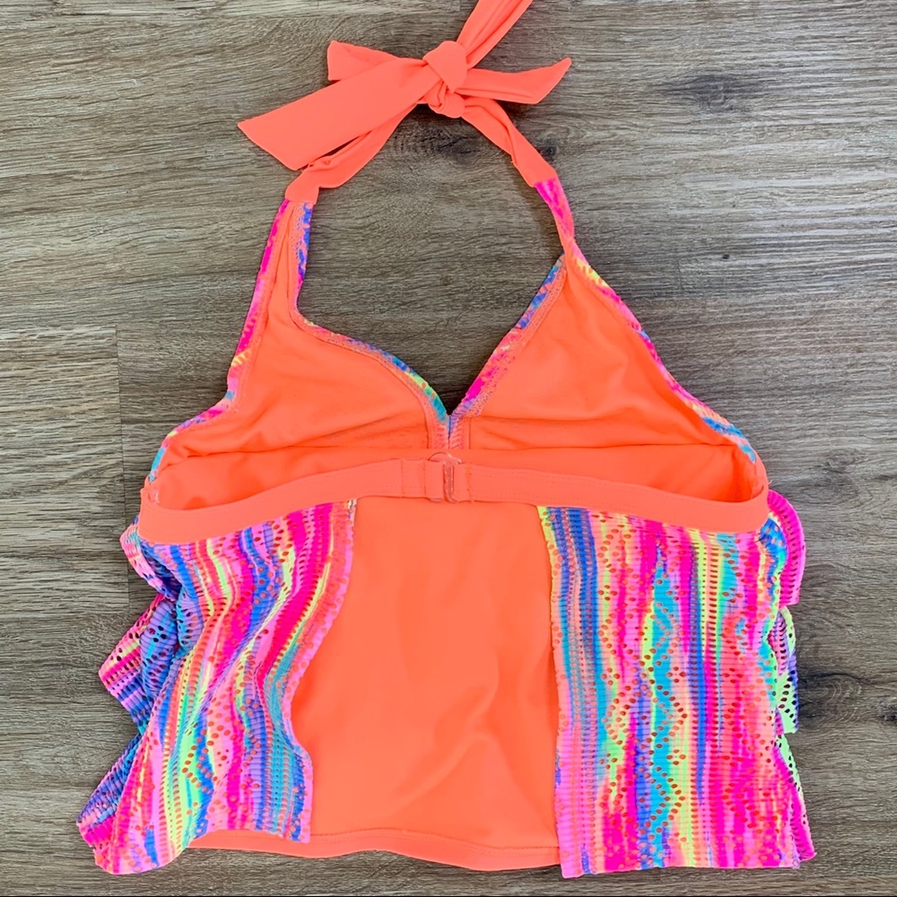 Girl's Colorful Ruffled Long Swim Top | 14 - Picture 3 of 6